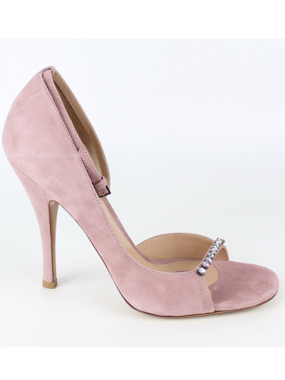 NEW VALENTINO GARAVANI d'Orsay Suede Rhinestone Sandal Pumps, EU 38, Stiletto